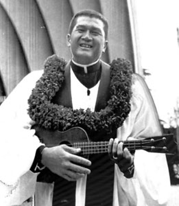 Reverend Akaka with Ukelele